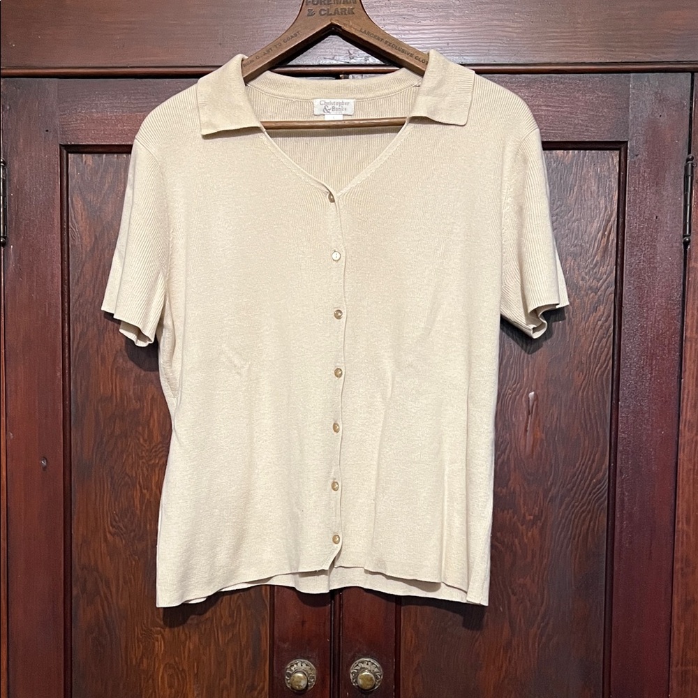 Christopher & Banks Beige Button-Down Sweater